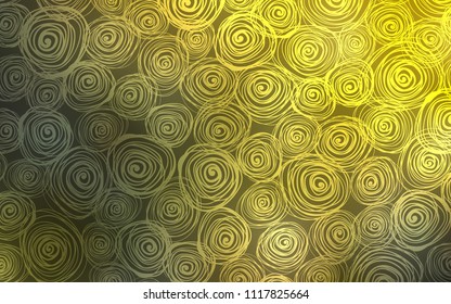 Dark Green, Yellow vector natural abstract background. Sketchy doodles with roses on blurred background. The template can be used as a background for cell phones.
