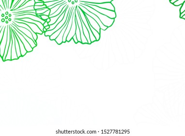 Dark Green, Yellow vector natural artwork with leaves. Colorful illustration in doodle style with flowers. Textured pattern for websites, banners.