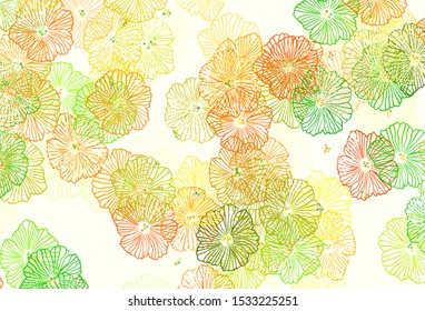Dark Green, Yellow vector natural background with leaves. Flowers with gradient on white background. Pattern for wallpapers, coloring books.