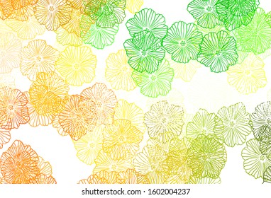 Dark Green, Yellow vector natural background with leaves. Flowers with gradient on white background. Pattern for wallpapers, coloring books.