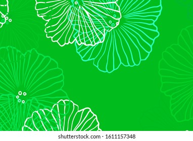 Dark Green, Yellow vector natural artwork with leaves. Colorful illustration in doodle style with flowers. Textured pattern for websites, banners.
