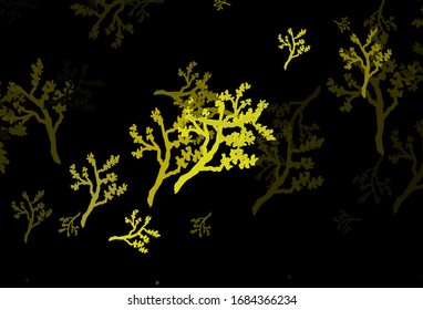 Dark Green, Yellow vector natural backdrop with branches. Brand new colored illustration with leaves and branches. New template for your brand book.