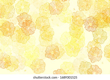 Dark Green, Yellow vector natural artwork with leaves. Sketchy doodle flowers on white background. A new texture for your wallpaper design.