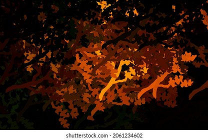 Dark Green, Yellow vector natural artwork with leaves, branches. Doodle illustration of leaves and branches in Origami style. Textured pattern for websites, banners.