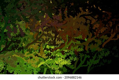 Verde oscuro, fondo natural vector amarillo con hojas, ramas. Ilustración abstracta brillante con hojas y ramas. Nueva plantilla para tu libro de marcas.