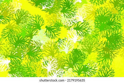 Dark Green, Yellow vector natural artwork with branches, leaves. Colorful illustration in doodle style with leaves, branches. Pattern for heads of websites, designs.