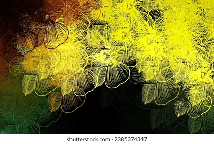 Dark Green, Yellow vector natural pattern with flowers. Colorful illustration with flowers in doodle style. Textured pattern for websites, banners.