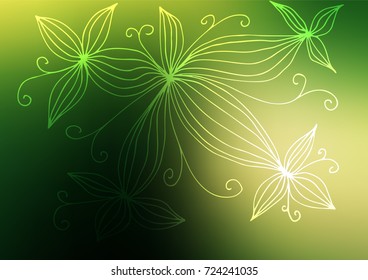 Dark Green, Yellow vector natural elegant pattern. An elegant bright illustration with lines in Natural style. Hand painted design for web, leaflet, textile.