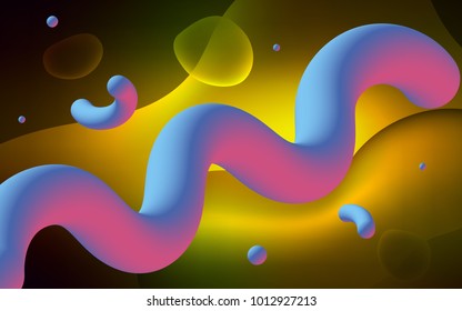 Dark Green, Yellow vector pattern with liquid shapes. Geometric illustration in memphis style with gradient.  The template for cell phone backgrounds.