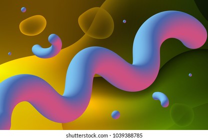 Dark Green, Yellow vector pattern with bent ribbons. Creative geometric illustration in memphis style with gradient. A completely new memphis design for your business.