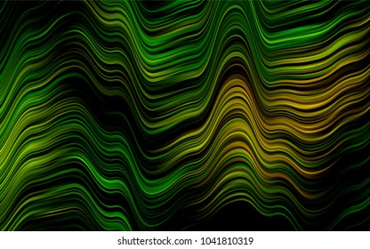 Dark Green, Yellow vector pattern with lines, ovals. Creative geometric illustration in marble style with gradient. Marble style for your business design.