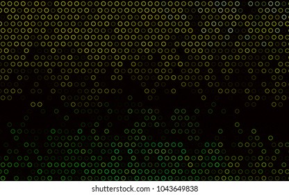 Dark Green, Yellow vector  pattern with spheres. Abstract illustration with colored bubbles in nature style. Pattern can be used as texture of water, rain drops.