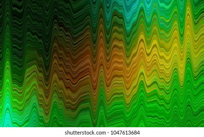 Dark Green, Yellow vector pattern with bent lines. Geometric illustration in marble style with gradient.  Brand-new design for your ads, poster, banner.