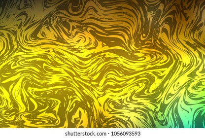 Dark Green, Yellow vector pattern with lamp shapes. A sample with blurred bubble shapes. Textured wave pattern for backgrounds.