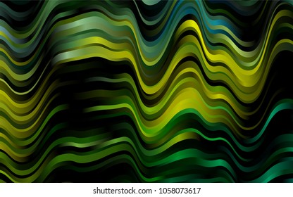 Dark Green, Yellow vector pattern with curved circles. Brand-new colored illustration in marble style with gradient. A new texture for your  ad, booklets, leaflets.