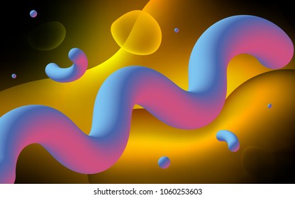 Dark Green, Yellow vector pattern with bent lines. A sample with blurred bubble shapes. Memphis style for your business design.