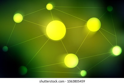 Dark Green, Yellow vector pattern with spheres, triangles. Design with connection of dots and lines on colorful background. Beautiful design for your business advert.