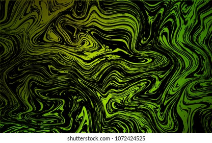 Dark Green, Yellow vector pattern with liquid shapes. Colorful illustration in abstract marble style with gradient. Textured wave pattern for backgrounds.
