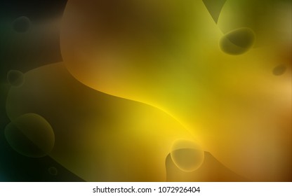 Dark Green, Yellow vector pattern with curved circles. A sample with blurred bubble shapes. A completely new template for your business design.