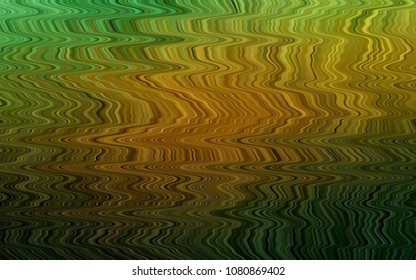 Dark Green, Yellow vector pattern with bent ribbons. Brand-new colored illustration in marble style with gradient. A completely new marble design for your business.