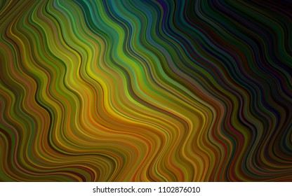 Dark Green, Yellow vector pattern with liquid shapes. Modern gradient abstract illustration with bandy lines. The template for cell phone backgrounds.