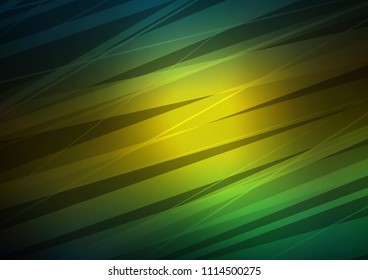 Dark Green, Yellow vector pattern with narrow lines. Decorative shining illustration with lines on abstract template. The pattern can be used for websites.