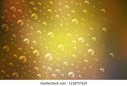 Dark Green, Yellow vector pattern with spheres. Illustration with set of shining colorful abstract circles. Pattern can be used as texture of water, rain drops.