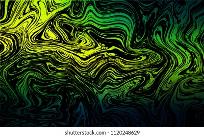 Dark Green, Yellow vector pattern with bent lines. Brand-new colored illustration in marble style with gradient. Marble design for your web site.