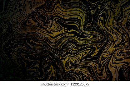 Dark Green, Yellow vector pattern with bent ribbons. Geometric illustration in marble style with gradient.  Marble style for your business design.