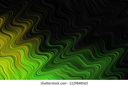 Dark Green, Yellow vector pattern with lamp shapes. Modern gradient abstract illustration with bandy lines. A new texture for your  ad, booklets, leaflets.