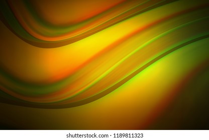 Dark Green, Yellow vector pattern with lines, ovals. Modern gradient abstract illustration with bandy lines. Marble design for your web site.
