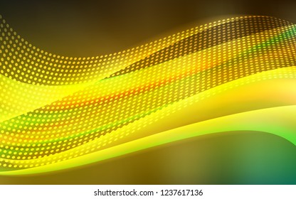 Dark Green, Yellow vector pattern with spheres, triangles. Illustration with set of colorful abstract circles and lines. Pattern for design of fabric, wallpapers.