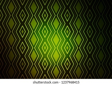 Dark Green, Yellow vector pattern with lines, rectangles. Glitter abstract illustration with colorful lines, rhombuses. Smart design for your business advert.