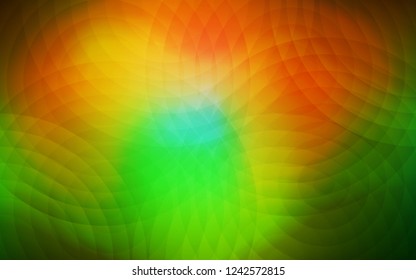 Dark Green, Yellow vector pattern with spheres. Glitter abstract illustration with blurred drops of rain. Beautiful design for your business advert.