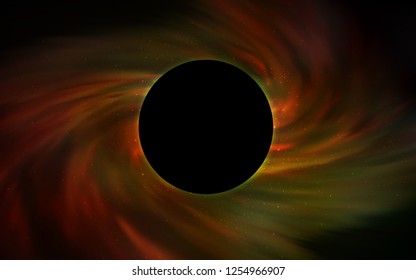 Dark Green, Yellow vector pattern with a black hole, stars. Decorative design in space style with a black hole. Backdrop for super sales on Black Friday.