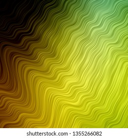 Dark Green, Yellow vector pattern with lines. Colorful illustration with curved lines. Pattern for commercials, ads.