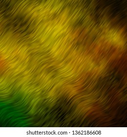 Dark Green, Yellow vector pattern with curved lines. Colorful illustration in abstract style with bent lines. Pattern for busines booklets, leaflets