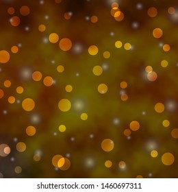 Dark Green, Yellow vector pattern with circles, stars. Abstract illustration with colorful spots, stars. Design for posters, banners.