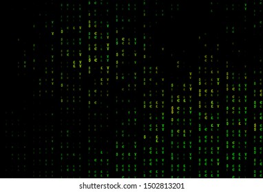 Dark Green, Yellow vector pattern with EUR, JPY, GBP. Colored symbols of all currency on white background. Smart design for your business advert of economic, wealth.