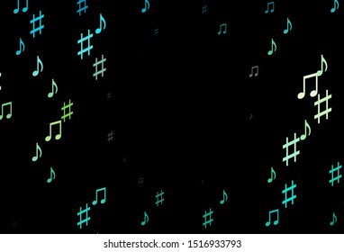 Dark Green, Yellow vector pattern with music elements. Decorative design in abstract style with music shapes. Pattern for websites of musitians.