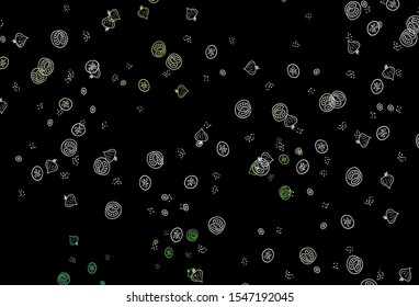 Dark Green, Yellow vector pattern with fresh ingredients. Beautiful colorful illustration with food in doodle style. Pattern for menu of cafes, bars, restaurants.