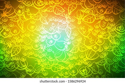 Dark Green, Yellow vector pattern with fresh ingredients. Beautiful colored illustration with food in doodle style. Doodle design for your business advert of cafes.