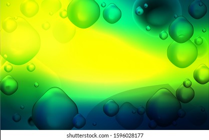 Dark Green, Yellow vector pattern with liquid shapes. Shining illustration, which consist of blurred lines, circles. The template for cell phone backgrounds.