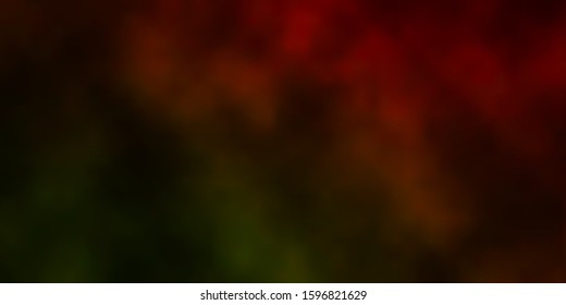Dark Green, Yellow vector pattern with clouds. Colorful illustration with abstract gradient clouds. Pattern for your commercials.