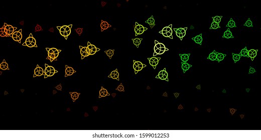 Dark Green, Yellow vector pattern with magic elements. Abstract illustration with gothic gradient shapes. Design for magic, spiritual events.