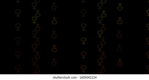 Dark Green, Yellow vector pattern with feminism elements. Colorful illustration with gradient feminism shapes. Elegant design for wallpapers.