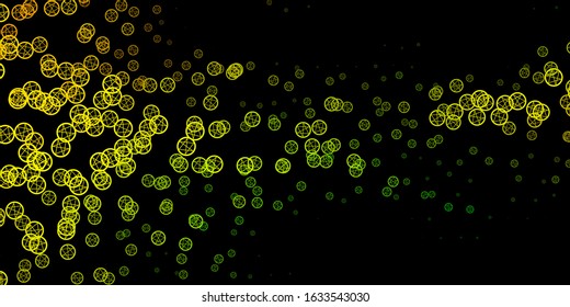 Dark Green, Yellow vector pattern with magic elements. Illustration with magical signs of spiritual power. Background for esoteric, mystic designs.