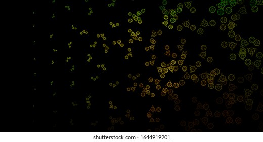 Dark Green, Yellow vector pattern with magic elements. Colorful mystic symbols with a gradient in ancient style. Background for esoteric, mystic designs.
