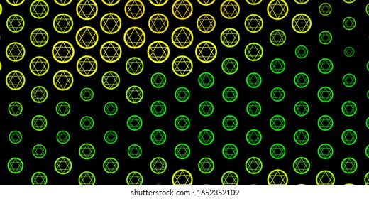 Dark Green, Yellow vector pattern with magic elements. Retro design in abstract style with witchcraft forms. Design for magic, spiritual events.