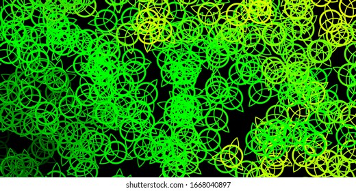Dark Green, Yellow vector pattern with magic elements. Illustration with magical signs of spiritual power. Background for esoteric, mystic designs.